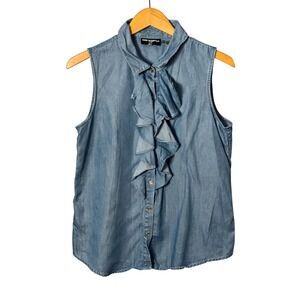 Karl Lagerfeld Paris Ruffle Chambray
Sleeveless Blouse
